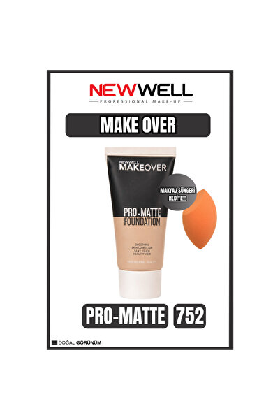 New Well Makeover Pro-matte Foundatıon 752 - Makyaj Süngeri Hediye