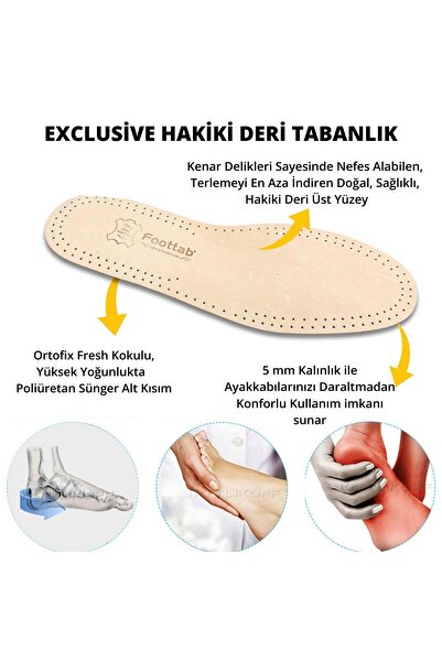 Mawrond Gerçek Deri, Boyasız Deri Ayakkabı Tabanlığı,1 Çift (Altı Yumuşak Eva...