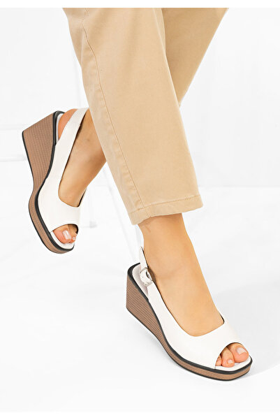 B T Shoes Samiria white Leather platform Sandals
