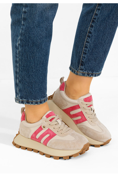 B T Shoes Sneakers dama din piele naturală Jomelia V2 bej