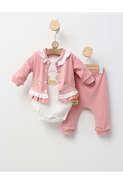 MiniKids Costumas Spring Birds, model roz-prafuit 74 (6-9 luni)