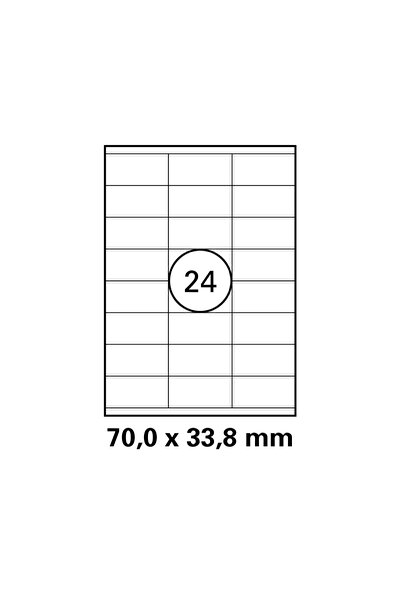 Azresa 70 x 33,8 mm A4 Yapışkanlı Etiket - 100 Sayfa 2400 Adet - Lazer & Inkj...