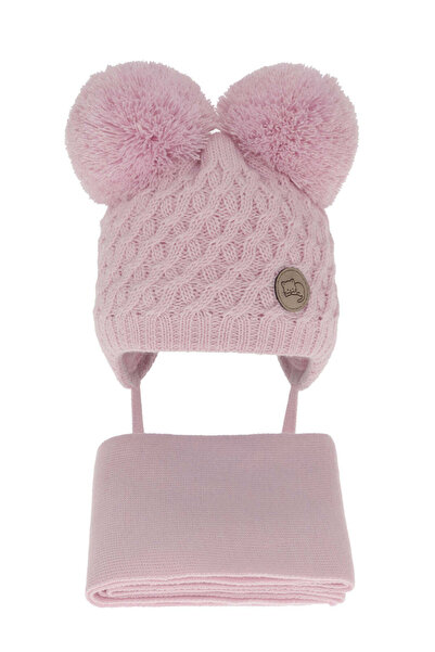 MiniKids Set caciula cu fular Anava roz 52-54