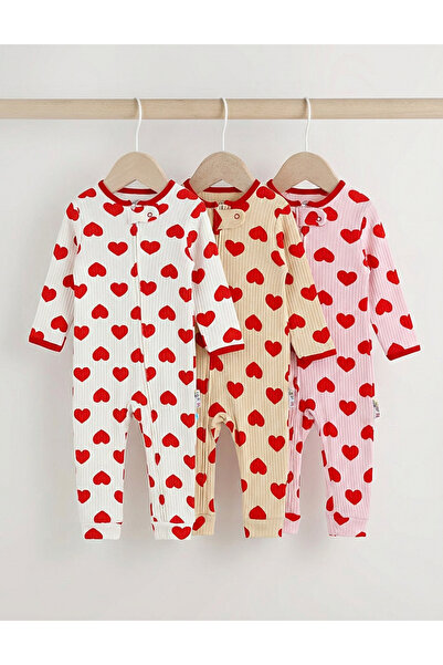MiniKids Set of 3 premium overalls, Multicolored Hearts 80 (9-12 months)