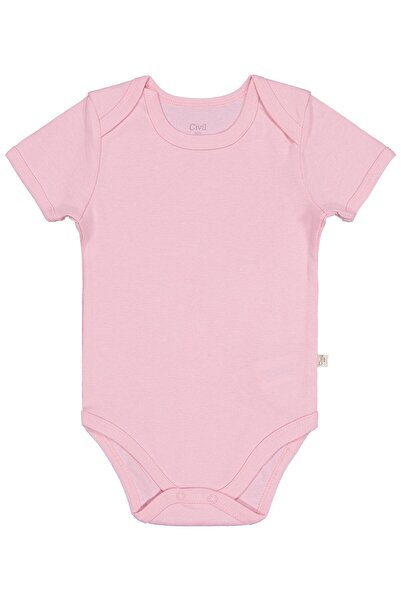 Civil Baby Düz Renkli Kısa Kol 1-3 Yaş Çıtçıtlı Badi - Pembe 18-24 Ay