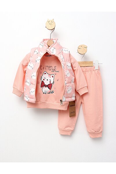 MiniKids Compleu cu vesta Me&Friends, Miau, corai 92(18-24 luni)