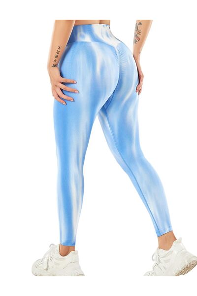 Other Women's Workout Leggings - High Waist, Stitch-Free, Push-Up - Blue, Size L