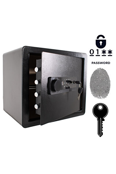 Other Home Armored Safe Biometric - , Code, Key, Steel Q235 - 36x40x30 cm, Black