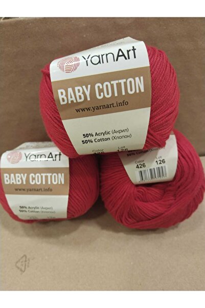Yarnart Baby Cotton 3-Piece Set Amigurumi Yarn – Baby Knitting Yarn 50% Cotto...