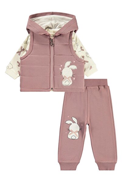 Civil Baby Tavşan Baskılı 3'lü 6-18 Ay Takım - Lila 6-9 Ay