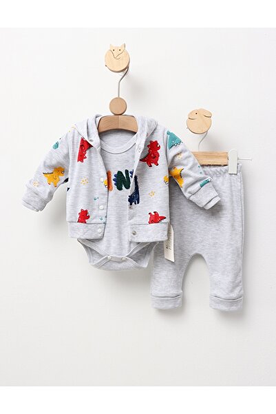 MiniKids Costumas Dino World, cu gri 74 (6-9 luni)