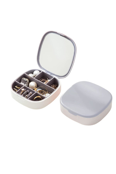 Other Portable Jewelry Box - Organizer with Mirror, Waterproof - Gray, 10x10 cm