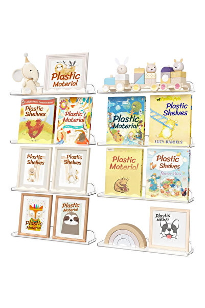 Other Raft de Perete Bibliotecă Copii - Set 8 Buc, Acril Transparent, Norișor...