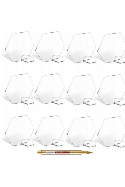 Other Plăcuțe Acrilice Hexagonale Nuntă - Transparent, 25 Bucăți, Suporturi ș...