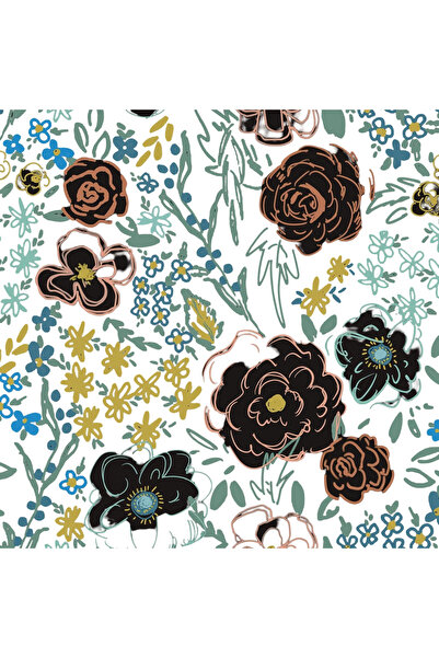 Other Self-Adhesive Wallpaper Colorful Flowers - Waterproof Vinyl, Black Back...
