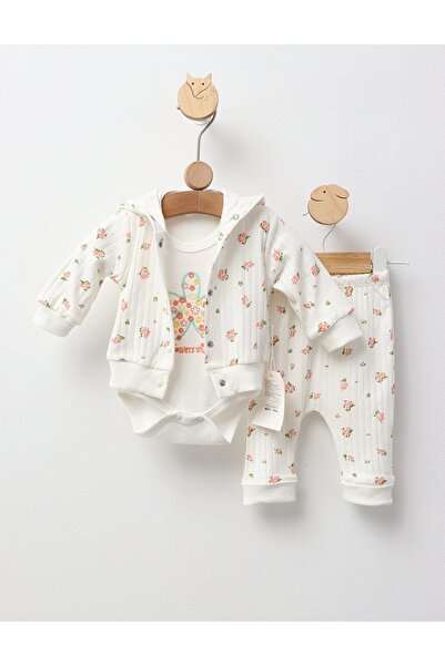 MiniKids Costumas Flowers Vibes, model alb 74 (6-9 luni)