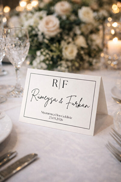 FİORE HEDİYELİK Bride, Söz, Nişan, Düğün, Kına Masa Kartı 20 Adet Kişiye Özel...