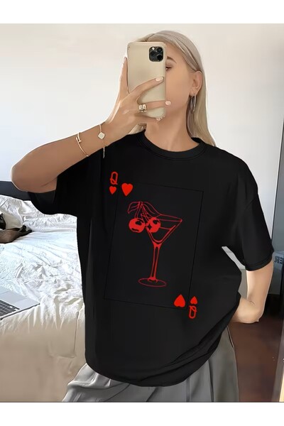 yombaa Cherry Poker Printed Design with Wine Glass