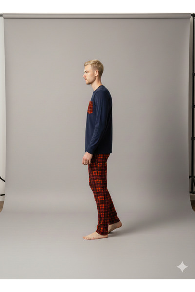 Butik Erkek takım ekoseli pijama takımı