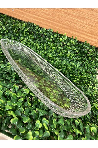 PLUS HOME Salata Sunum Kayik Cutting Crystal Glass Transparent Handcrafted Me...