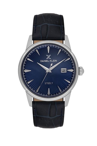 Daniel Klein Case Silver Cord Navy Blue Color 41.5 mm Full Steel Case Men's W...