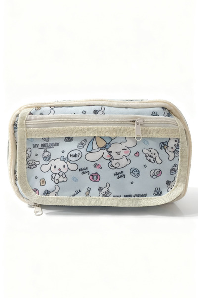 Gökyüzü ışığı Cinnamoroll Desenli Çok Bölmeli Kalemlik - Peluş broş-sticker-k...