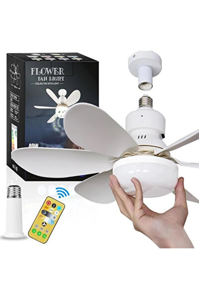 Rixme Таванен вентилатор 52 см с лампа и дистанционно управление, бял