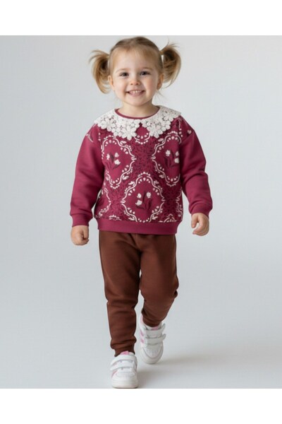 Ege Bebek طقم بدلة رياضية أنيقة للفتيات بنمط عتيق موسمي وياقة بيبي، مناسب لعم...