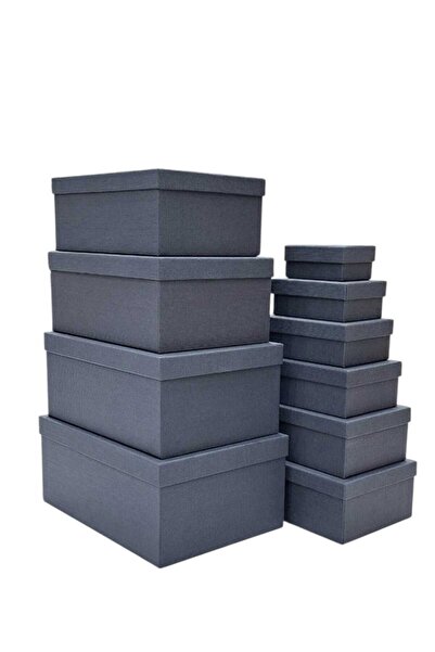 Dmc A set of 10 gift boxes made of black cardboard