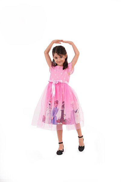 babymoon kids Rochie din tul pentru fete cu imprimeu Elsa Frozen, roz