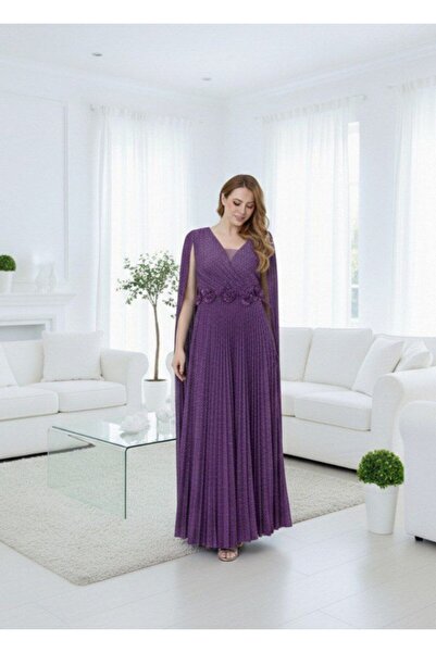 alqarat Viola Royal Cape-Detail Gown