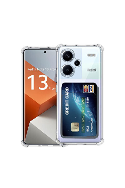 halkhouse Redmi Note 13 Pro Plus Kılıf Kamera Korumalı Esnek Kartlıklı Şeffaf...