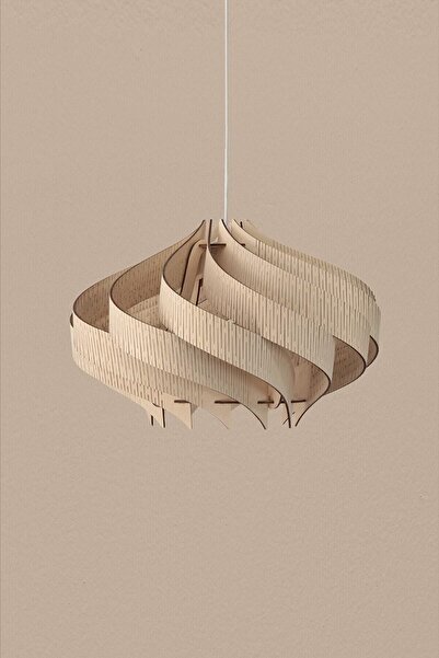 Ferisa Home 30cm Bohem Ahşap Spiral Sarkıt Avize Modern Dekoratif Tekli Salon...