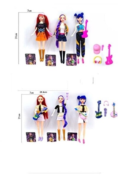 First Choice set 3 păpuși KPOP Demon Hunters 29,5 cm cu muzică și lumină LED ...