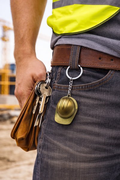 DeNors Hard Hat Design Keychain – Mini Helmet Figure Key Chain for Construction Worker & Engineer