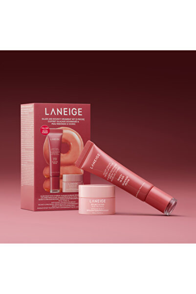 Laneige Glazed and Bouncy Drumbeat Set - Dudak Serumu ve Gece Maskesi Seti