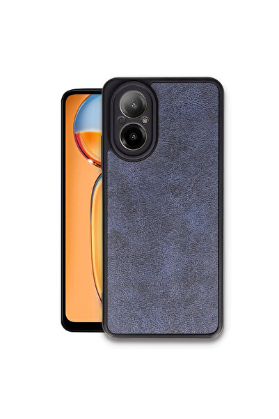 cepmoda غطاء هاتف متوافق مع Realme 12 Lite بمظهر جلدي ممتص للصدمات - أزرق داكن