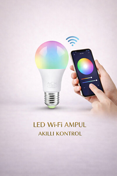 ACK LED Wi-Fi RGB Akıllı Ampul E27 Telefon Uygulaması Kontrollü