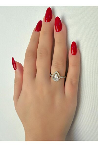 Store خاتم نسائي من ديفا تشارم بتصميم قطرة قابل للتعديل مرصع بحجر واحد