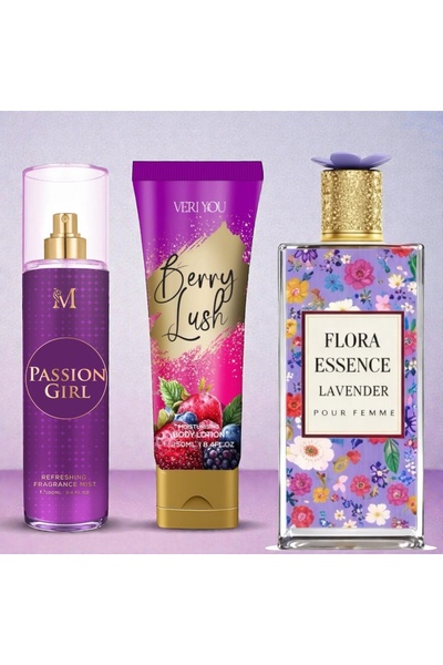Montage Brands Flora Essence Lavender Perfume + Body Mist + Lotion Gift Set f...