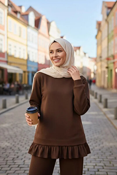 Kanonik Education Osy Modal Soft Textured Hijab Pleated Set Long Tunic Pants ...