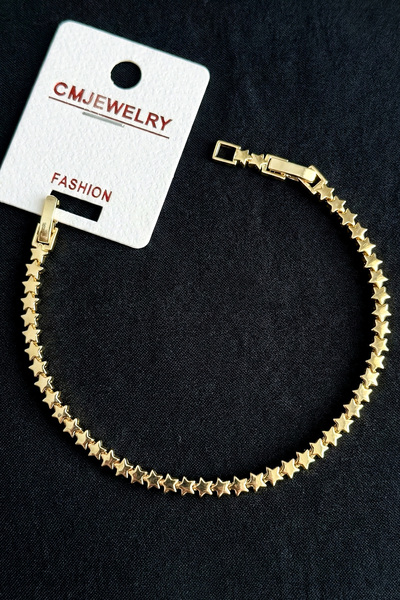 Modacaprea CM 14K Taşsız Yıldız Kadın Bileklik – 17+2 cm | Altın Renk Kararma...