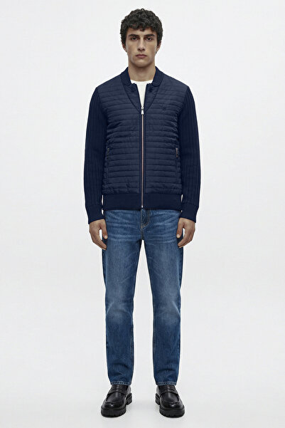 Sementa سترة تريكو مبطنة بسحّاب - أزرق داكن