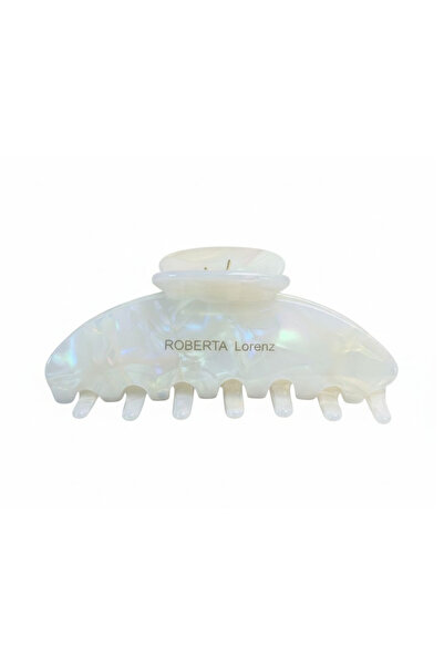 Roberta Lorenz Written High Quality Hologram White Acetate Latch Buckle / 10 cm