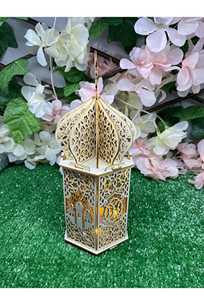 CNS GRUP Ahşap İşlemeli LED Işıklı Ramazan Feneri & kandil&süs& aktivite Deko...