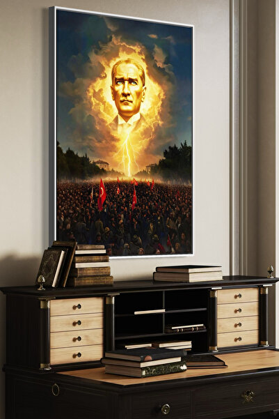 ARTAN GALLERY Atatürk Liderlik Duvar Tablosu | İtalyan Kadife | Yağlı Boya Gö...