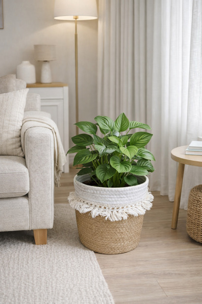 ADA Ahşap oyma ve çerçevecilik Hasır Saksılık Püsküllü