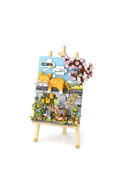 lowell home Lz1386 Loz Laying Cat Wooden Painting Block Toy 787 Pieces