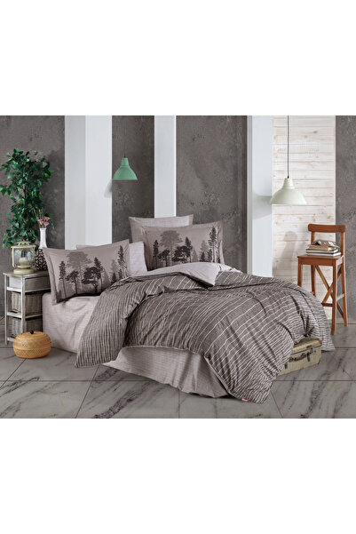 FIONNA.RO 100% Cotton Poplin Duvet Cover Set HOBBY - Forest View Beige