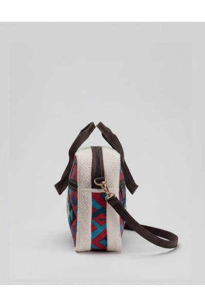 Keyfast Handwoven Hand & Shoulder & Laptop Bag (Kilim Patterned, Lined, Nubuck Leather)